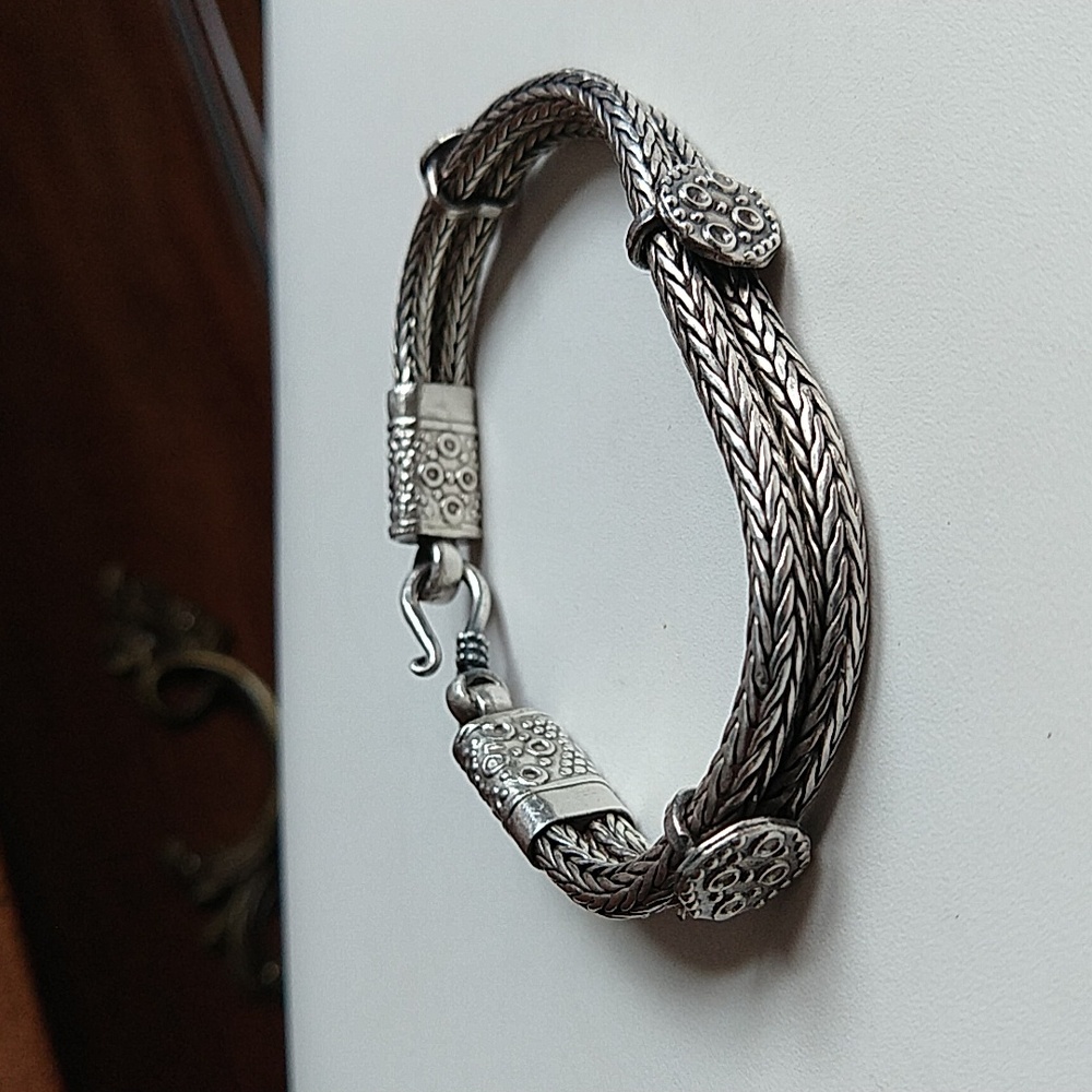Vintage bali or indian style sterling silver 925 bracelet cool detail